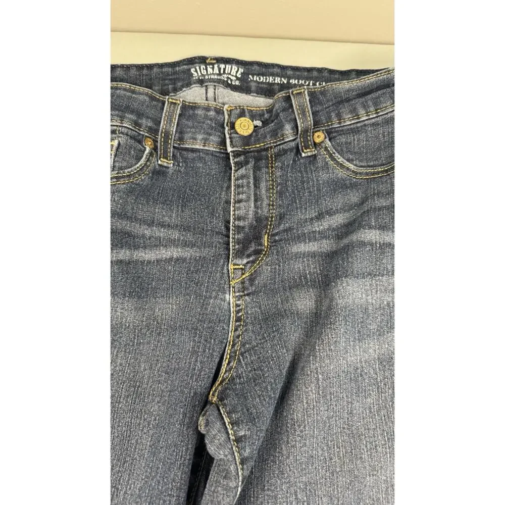Signature Levi Strauss Bootcut Jeans Womens 32x34 Blue Wash Mid Rise Stretch